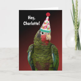 Cute Amazon Parrot Personalised Birthday Card