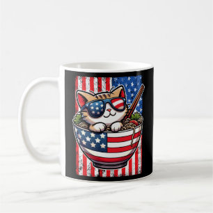 Cute America Cat Eating Ramen Coffee Mug