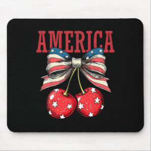 Cute America Cherries Coquette Bow Funny Cherry 4t Mouse Pad