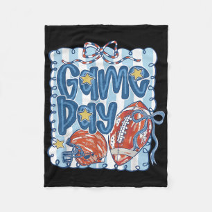 Cute America Game Day Girl Preppy Football Coquett Fleece Blanket
