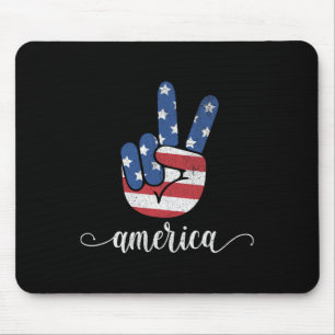 Cute America Peace Patriotic American Flag Usa 4th Mouse Pad