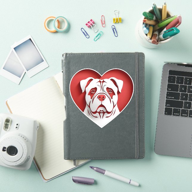 Cute American Bulldog Heart Dog Lover Puppy Art (iPad Cover)