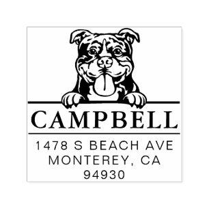 Cute American Bully Custom Dog Address Stamp