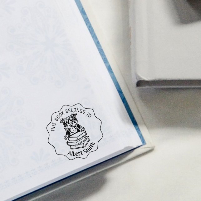  Cute American Bully Dog Book Rubber Stamp (Creator Uploaded)