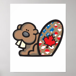 cute american canadian beaver poster