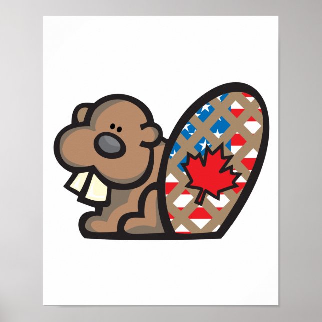 cute american canadian beaver poster (Front)