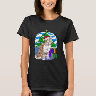Cute American Curl Cat Santa Christmas T-Shirt
