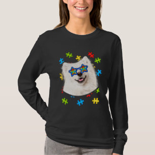 Cute American Eskimo Autism Puzzle Sunglasses Pupp T-Shirt