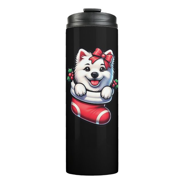 Cute American Eskimo Christmas Stocking Classic T- Thermal Tumbler (Front)