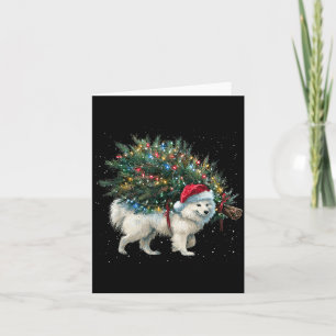 Cute American Eskimo Dog In A Christmas Tree For M Card