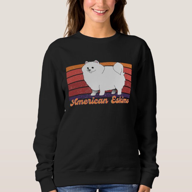Cute American Eskimo Dog Retro Vintage Sweatshirt (Front)