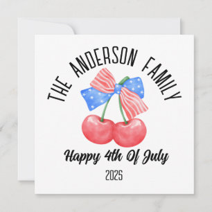 Cute American Flag Bow Personalised Name Holiday Invitation