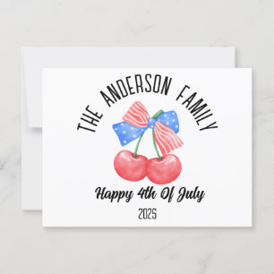 Cute American Flag Bow Personalised Name Holiday Postcard