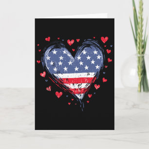 Cute American Flag Heart Usa Patriotic Womens 4th Card