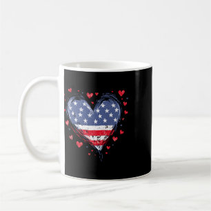 Cute American Flag Heart Usa Patriotic Womens 4th Coffee Mug