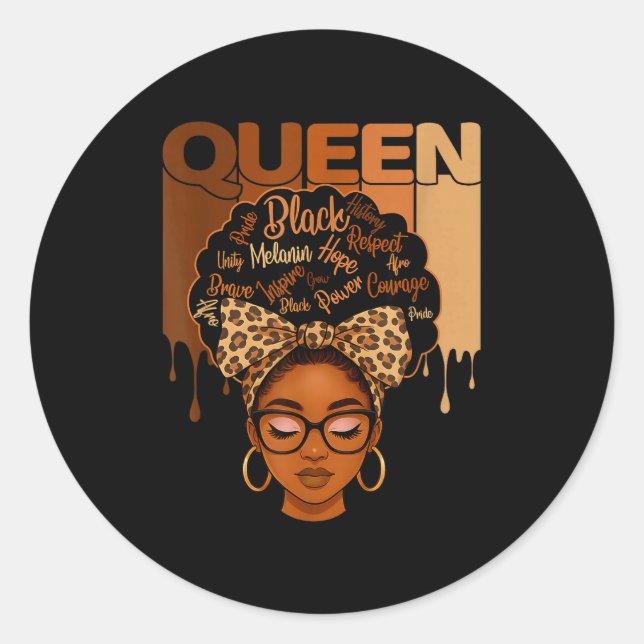 Cute American Melanin History Queen Black African Classic Round Sticker (Front)