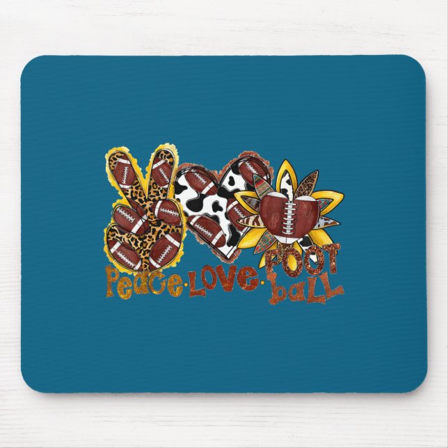 Cute American Peace Football Football Leopard Love Mouse Pad (Front)