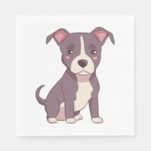 Cute american pit bull terrier kawaii illustration napkin