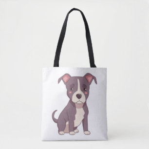 Cute american pit bull terrier kawaii illustration tote bag