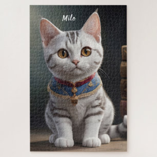 Cute American Shorthair Kitten with big Eyes Jigsaw Puzzle
