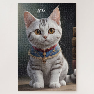 Cute American Shorthair Kitten with big Eyes Jigsaw Puzzle