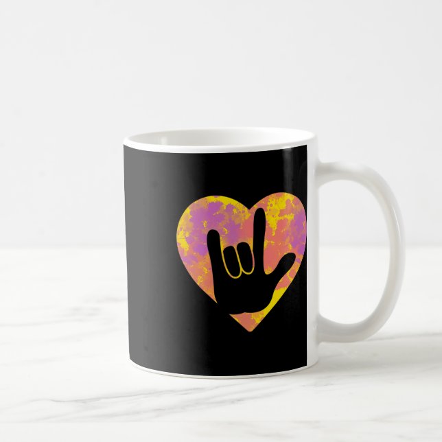 Cute American Sign Language Pride Deaf Awareness  Coffee Mug (Right)