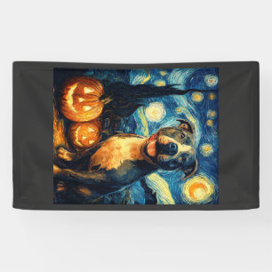Cute American Staffordshire Terrier Dog Halloween Banner