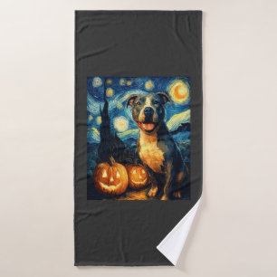 Cute American Staffordshire Terrier Dog Halloween Bath Towel