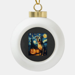 Cute American Staffordshire Terrier Dog Halloween Ceramic Ball Christmas Ornament