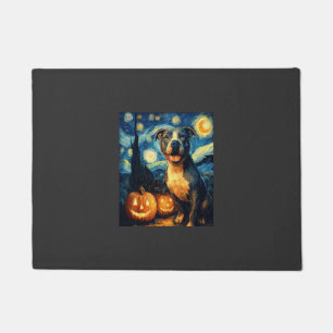 Cute American Staffordshire Terrier Dog Halloween Doormat