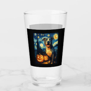 Cute American Staffordshire Terrier Dog Halloween Glass