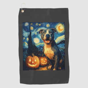 Cute American Staffordshire Terrier Dog Halloween Golf Towel