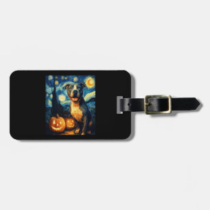 Cute American Staffordshire Terrier Dog Halloween Luggage Tag
