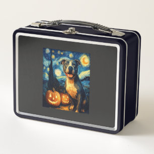 Cute American Staffordshire Terrier Dog Halloween  Metal Lunch Box