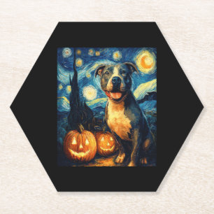 Cute American Staffordshire Terrier Dog Halloween  Paper Coaster