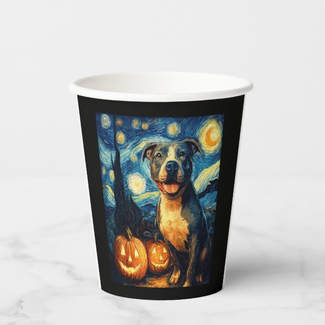 Cute American Staffordshire Terrier Dog Halloween  Paper Cups (Front)