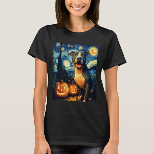 Cute American Staffordshire Terrier Dog Halloween  T-Shirt (Front)