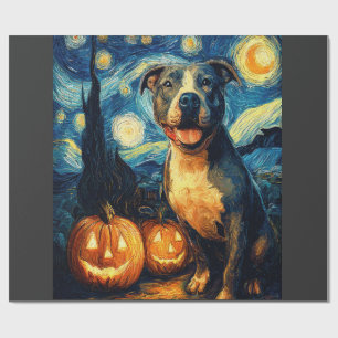 Cute American Staffordshire Terrier Dog Halloween Wrapping Paper