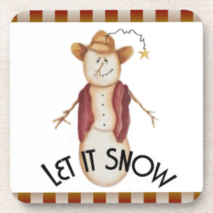 Cute Americana Christmas Cowboy Snowman Coaster