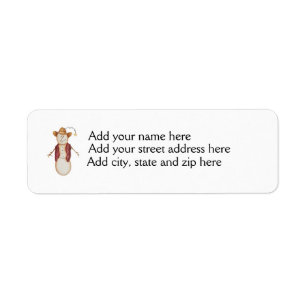 Cute Americana Christmas Cowboy Snowman Return Address Label