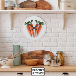 Cute Amigurumi Minimalist Crochet Carrots Hipster Round Clock