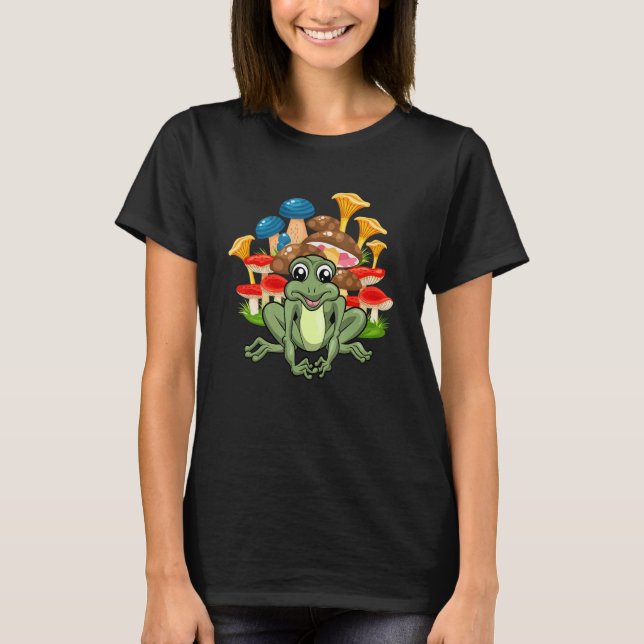Cute Amphibian Frog Animal Fungi Nature Foraging M T-Shirt (Front)