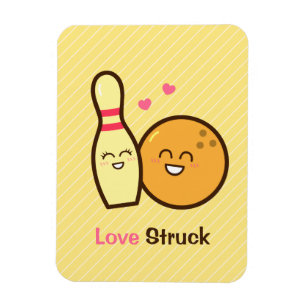 Cute Amusing Bowling Ball and Pin Love Struck Magnet