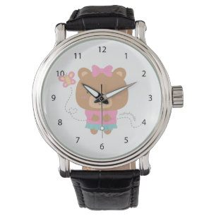 Cute Amusing Couple Female Bear and Butterfly Watch