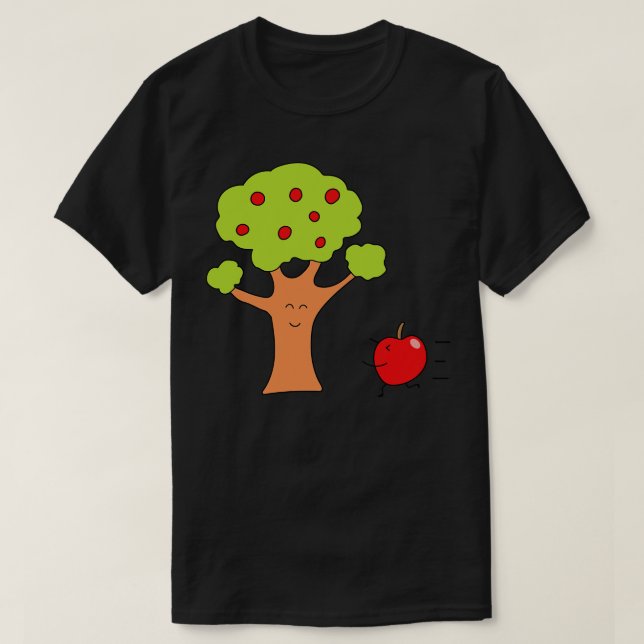 Cute An Apple Run Through A Tree  T-Shirt (Design Front)
