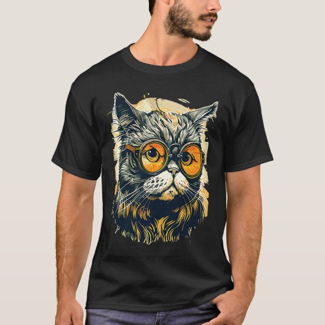 Cute Anamorphic Goggle Wearing Cat Unique Family   T-Shirt (Front)