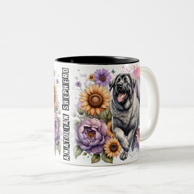 Cute Anatolian Shepherd Dog Wrap Two-Tone Coffee Mug (Front Right)