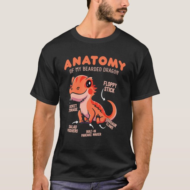 Cute Anatomy of a Bearded Dragon for Reptile T-Shirt (Front)