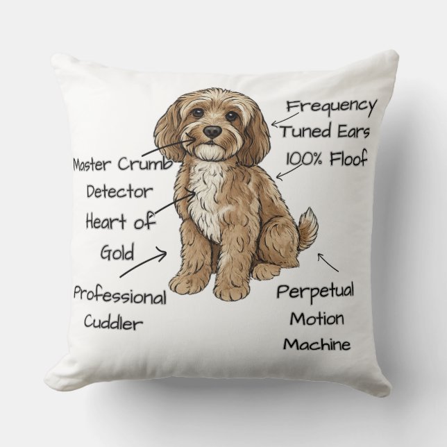 Cute Anatomy of a Cockapoo Dog Lover Gift Cushion (Front)