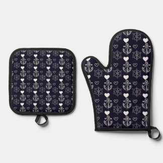 Cute Anchor Oven Mitt & Pot Holder Set